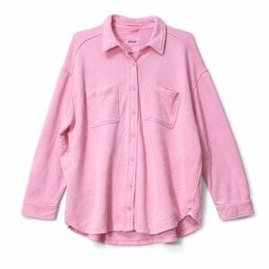 Aerie Pink Button Up Shirt Jacket Womens M Oversized Fleece Soft Shacket Easter